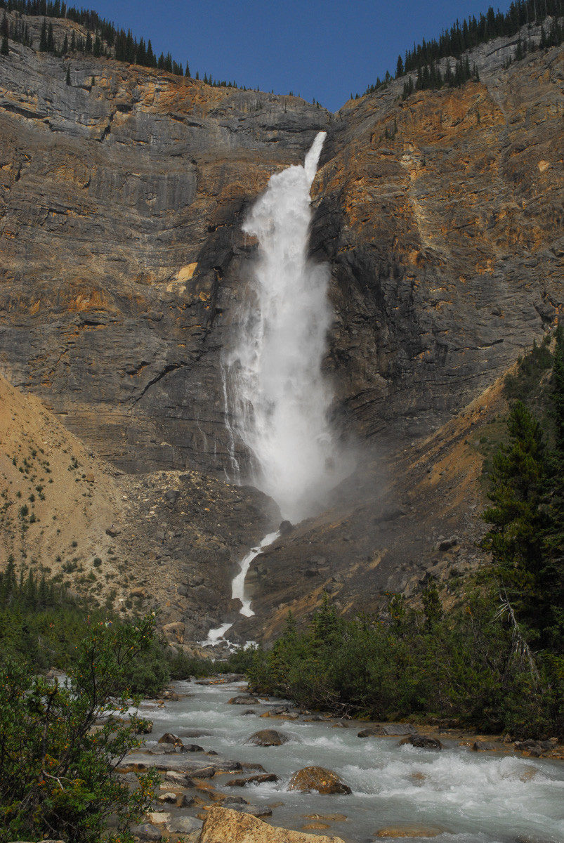 Takakkaw Falls  -  Yoho National Park, British Columbia.  At 1,224 feet, this is the second tallest waterfall in Canada.  “Takakkaw” is a Cree word which translates as “magnificent.”