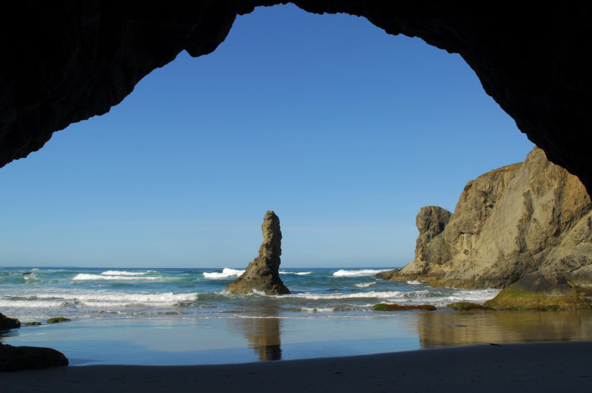 Reflection from Sea Cave - Face Rock Wayside, Oregon