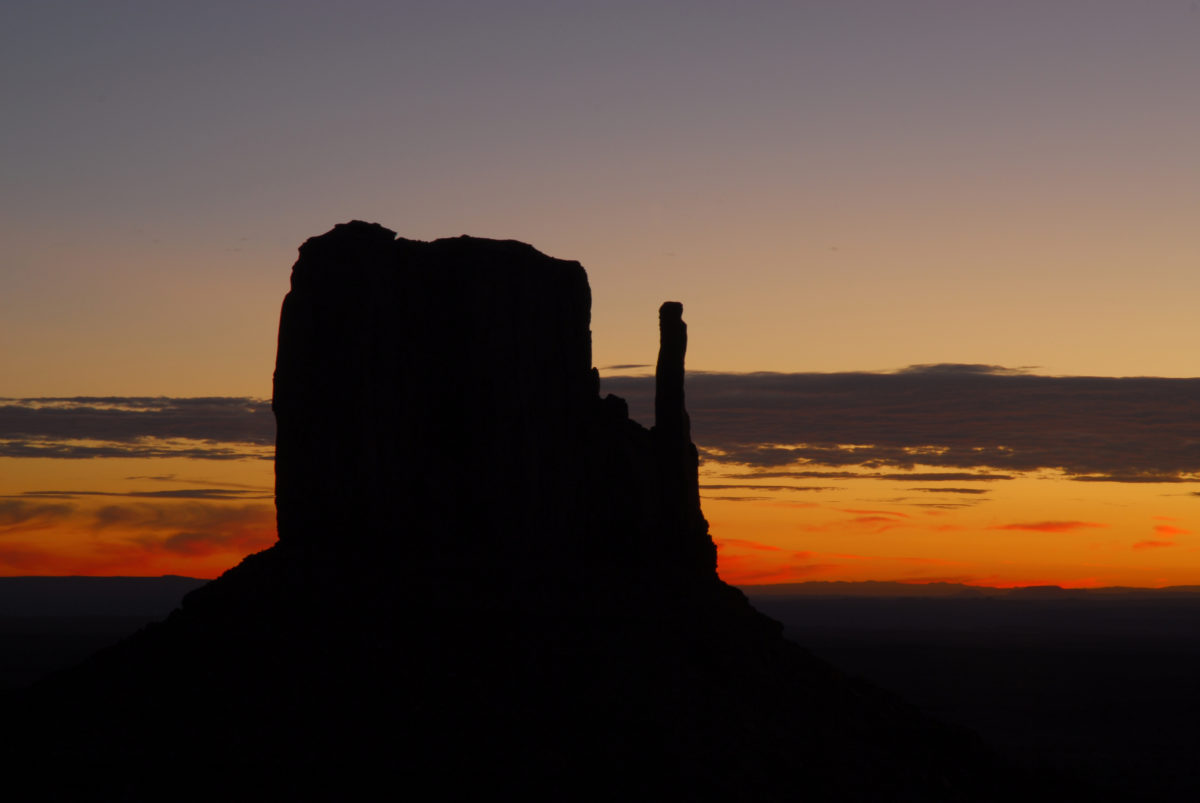 Pre-sunrise light at West Mitten Butte   -  Monument Valley Navajo Tribal Park, Arizona 