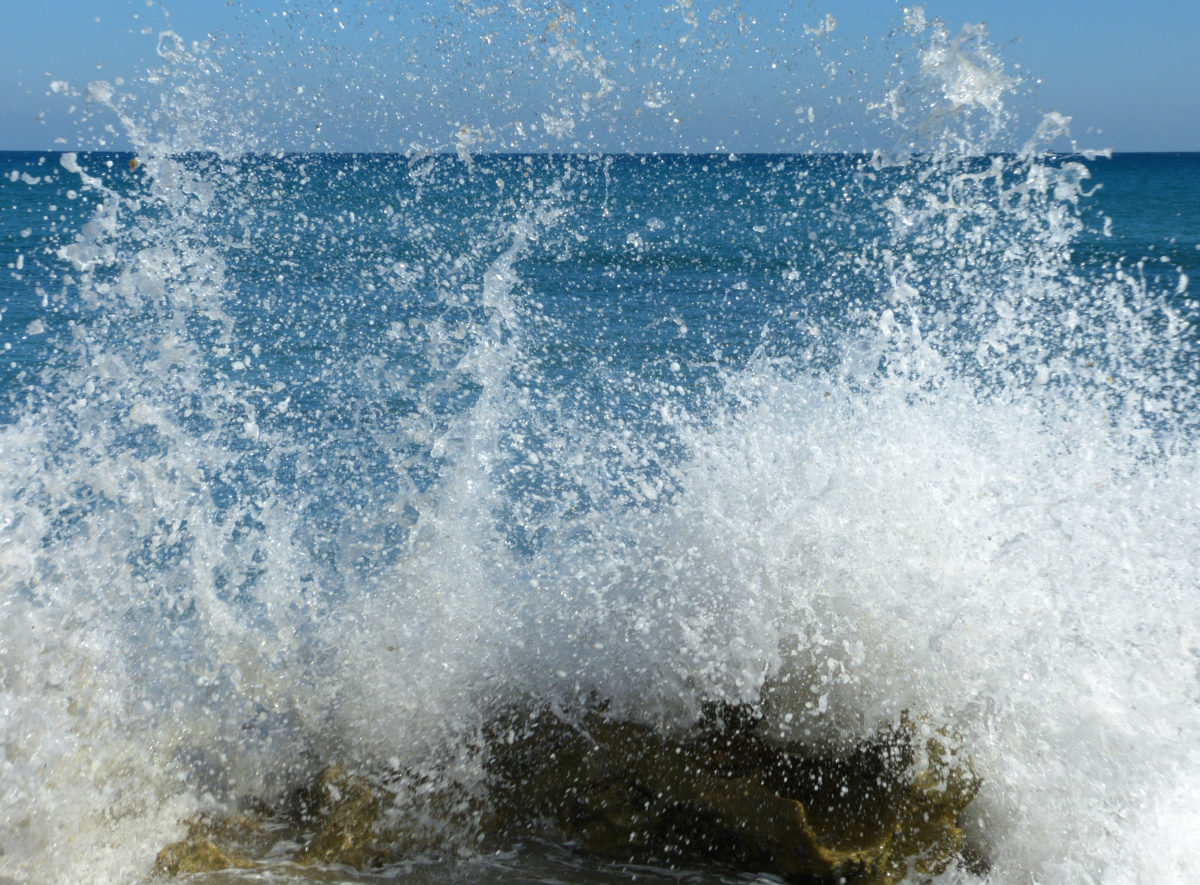 Surf breaking on limestone rocks  -  Coral Cove Park, Palm Beach County, Florida