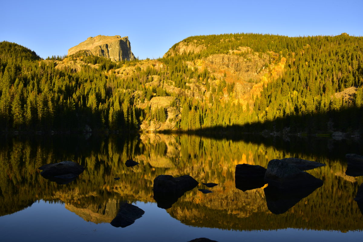 Reflection of Hallett Peak in Bear Lake  -  Rocky Mountain National Park, Colorado