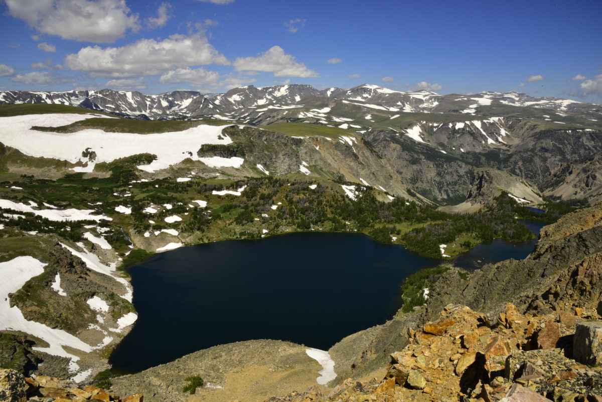 Twin Lakes, mountain peaks  -  Beartooth Scenic Byway, Shoshone National Forest, Wyoming