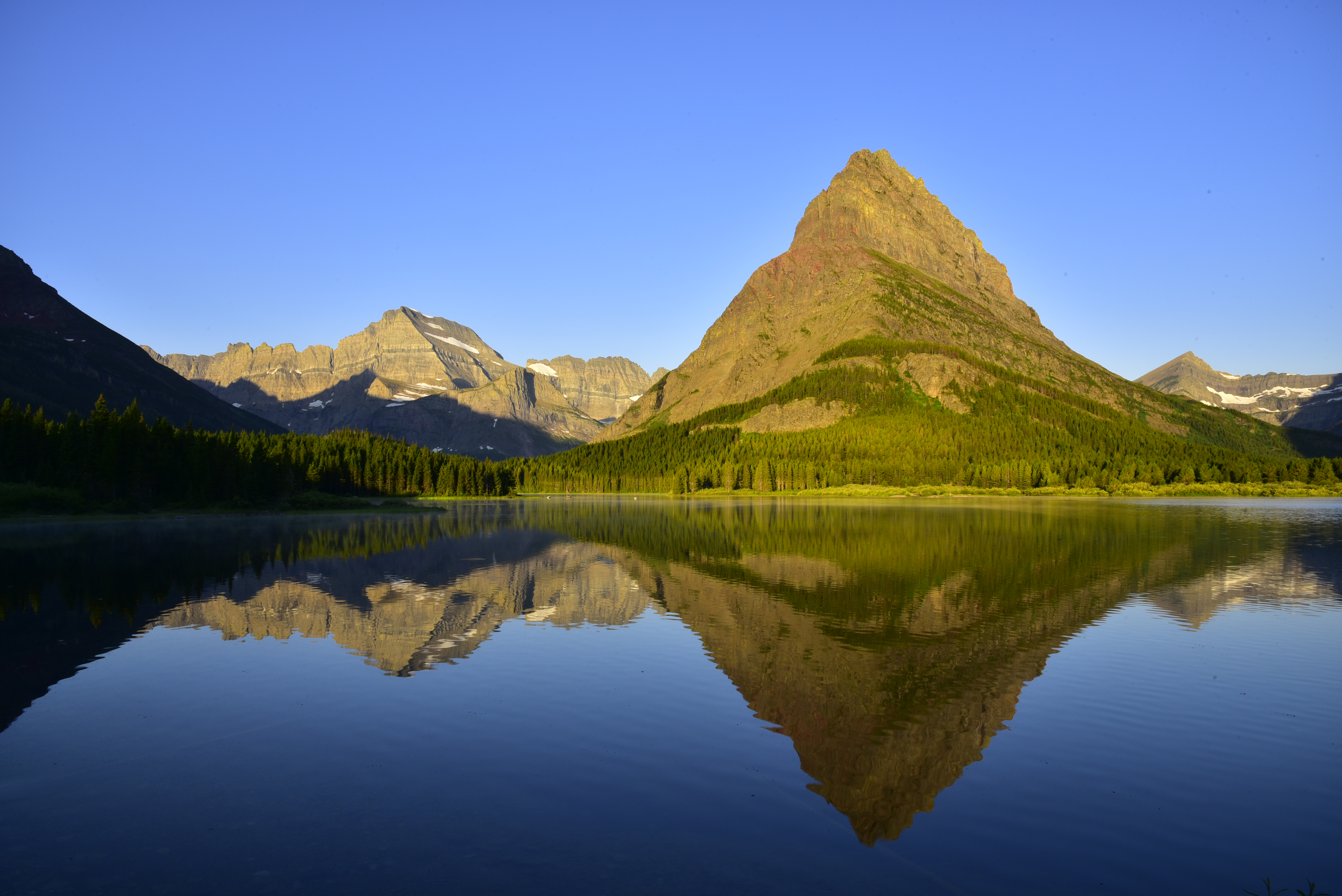 Reflection in Swiftcurrent Lake  -  Many Glacier Area, Glacier National Park, Montana