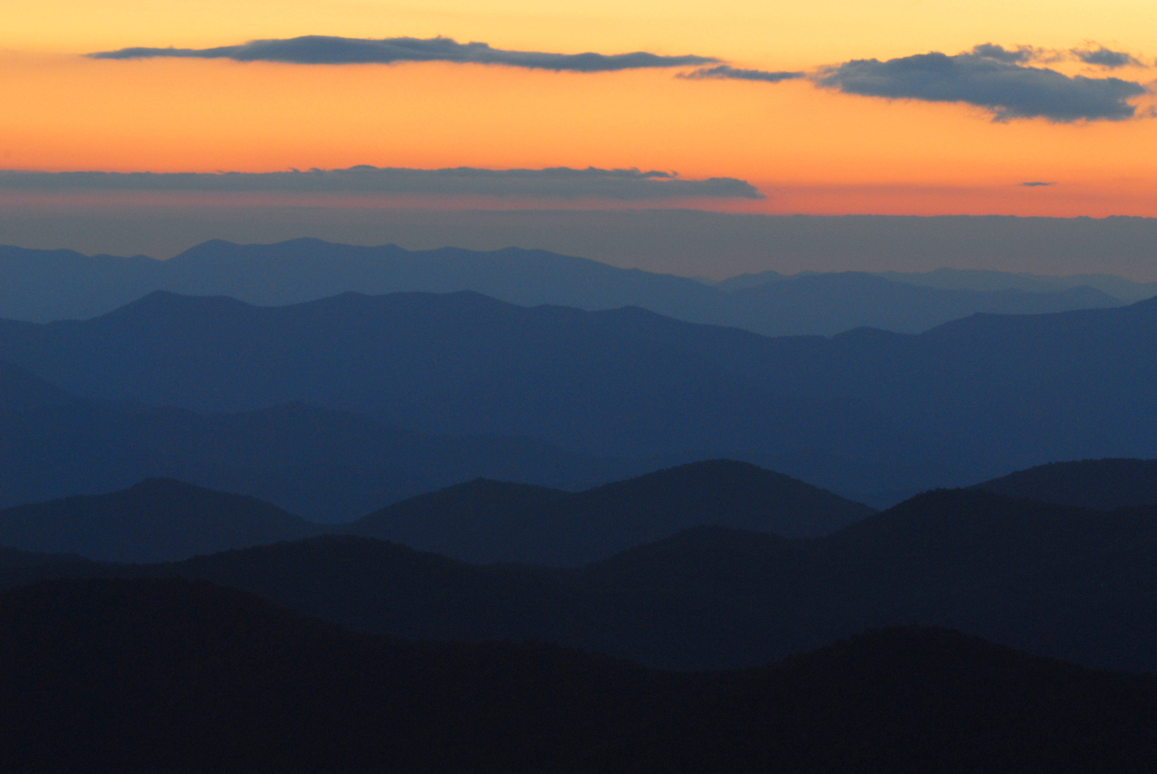 Post-sunset light  -  Cowee Mountain Overlook, Blue Ridge Parkway, North Carolina 