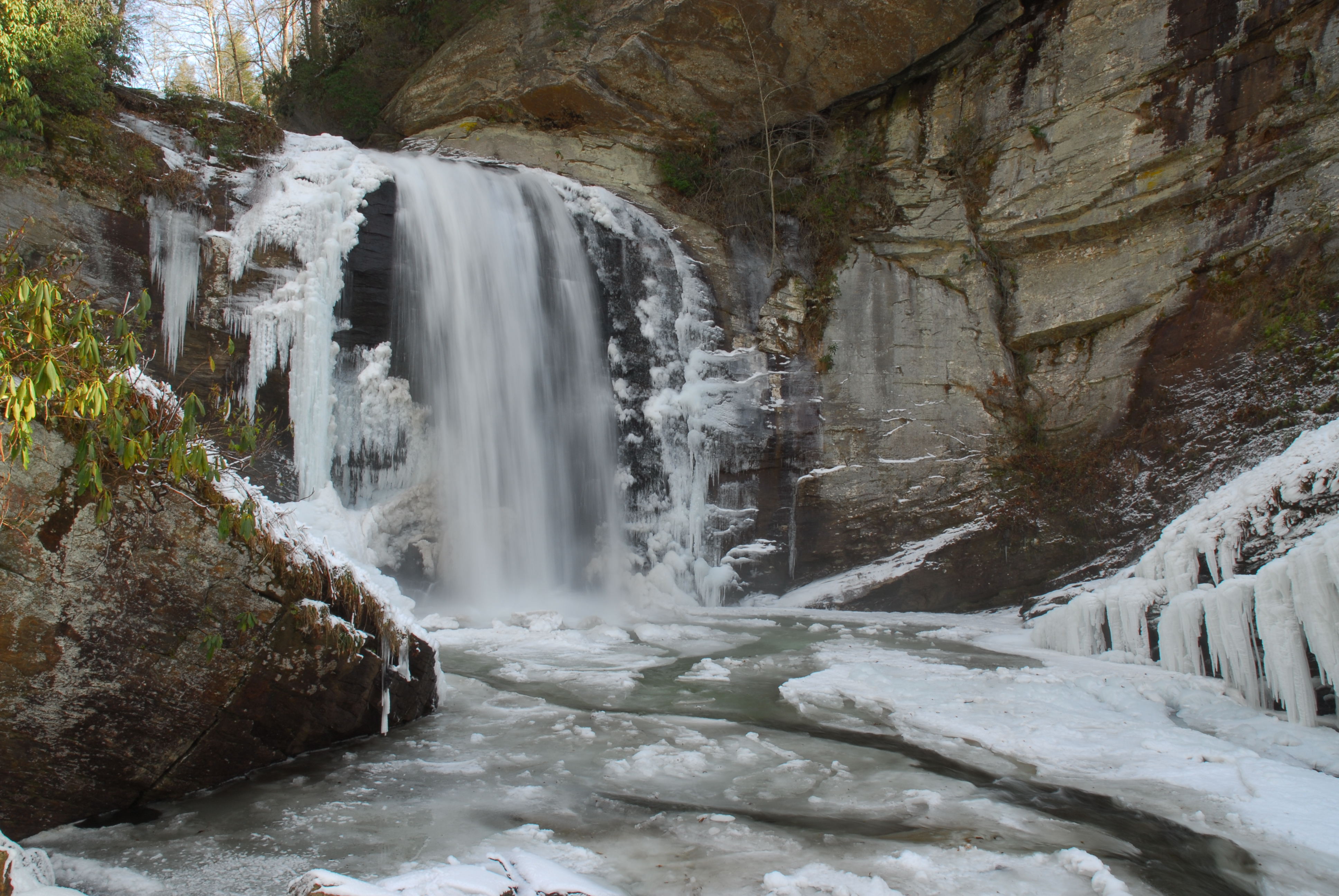 Looking Glass Falls in winter  -  Pisgah National Forest, North Carolina