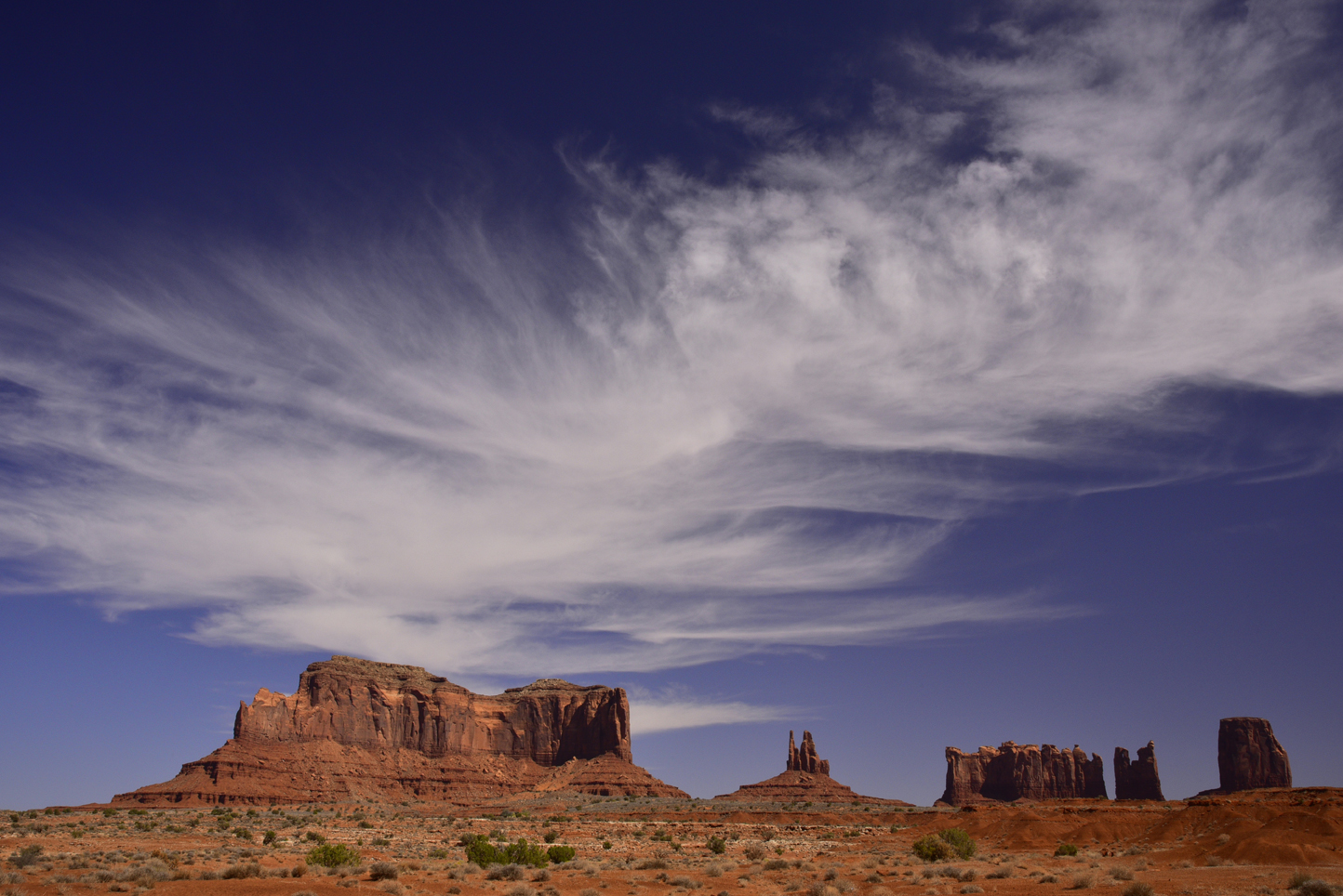 Sandstone formations, clouds  -  Monument Valley Area, Navajo Nation Land, Utah