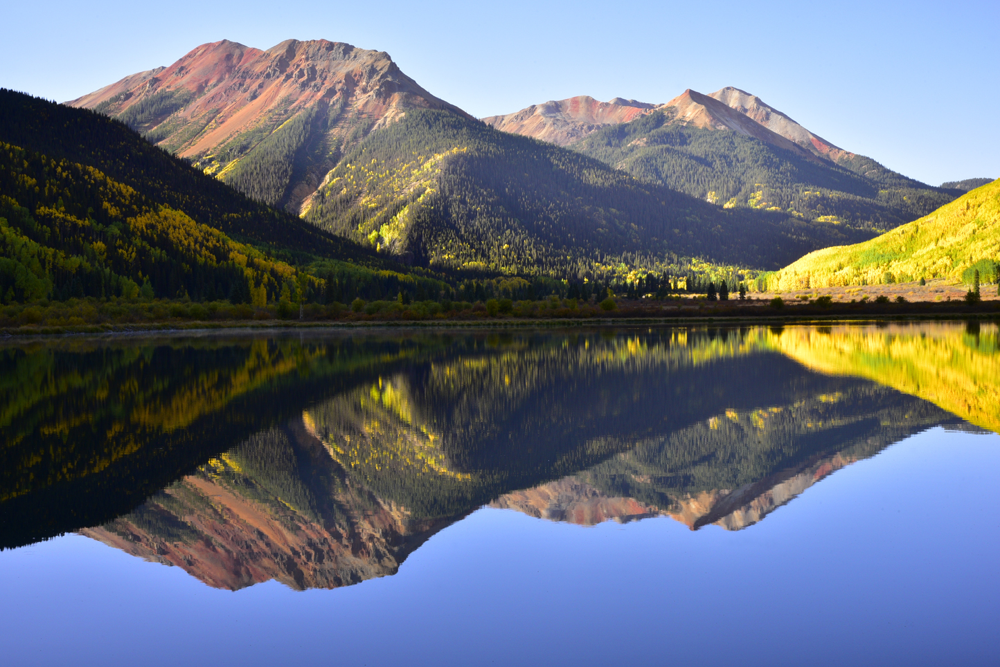 Red Mountains, reflection in Crystal Lake  -  Uncompahgre National Forest, Colorado