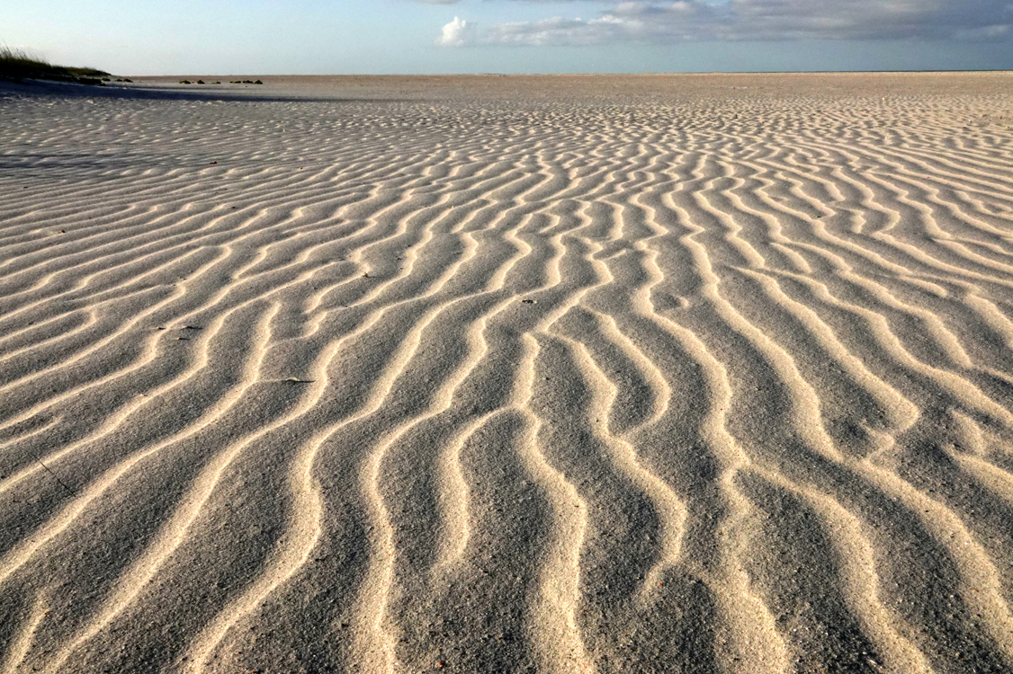 Wind-formed sand patterns  -  Anastasia State Park, Florida --- Norman’s Note: Late day light accentuated these striking lines in the sand.