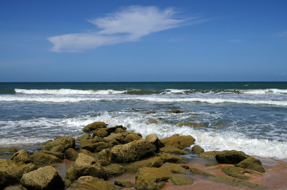 Rocks, surf, and cloud -  River to Sea Preserve, Flagler County, Florida