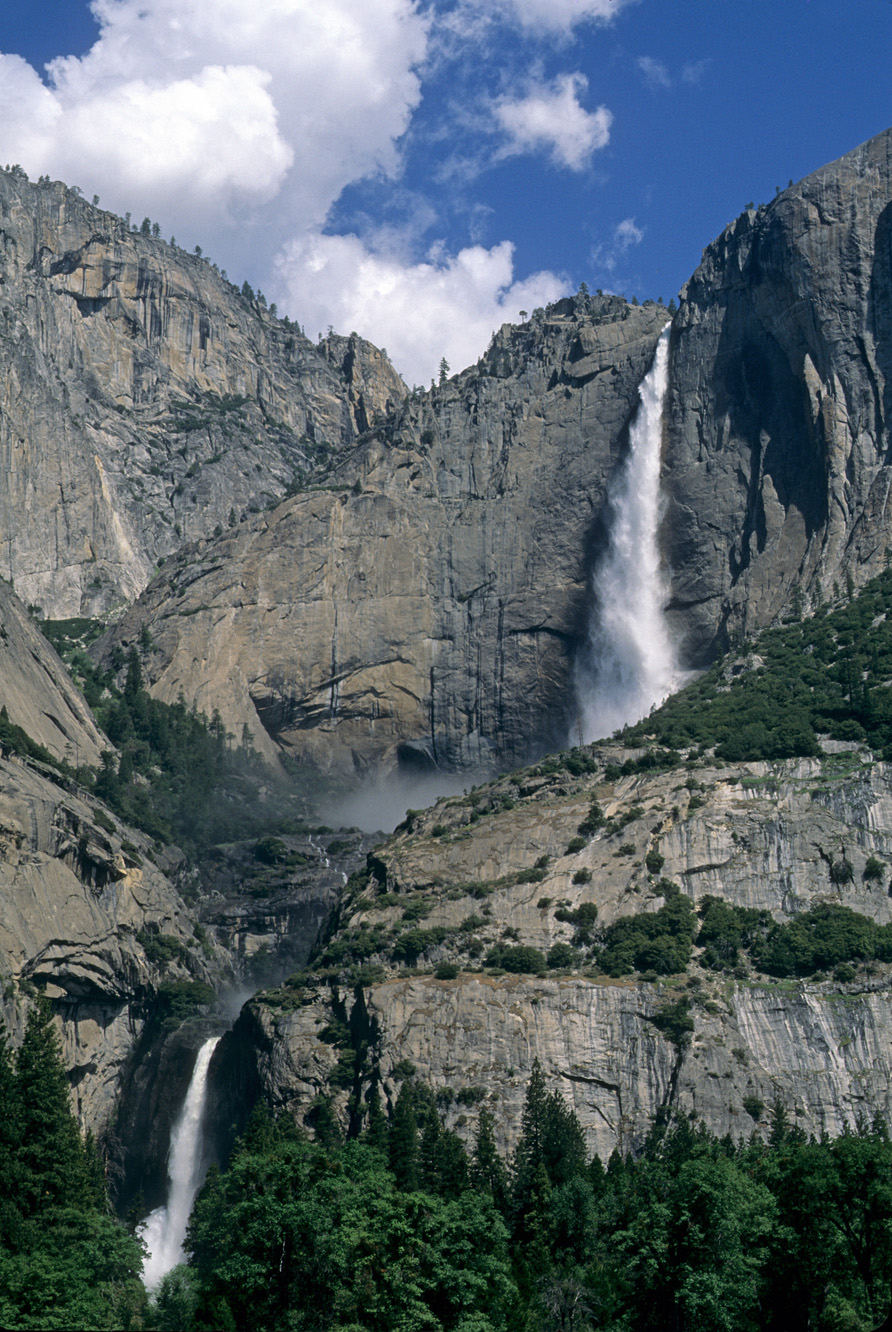 Upper and Lower Yosemite Falls with a total drop of 2,425 feet  -  Yosemite National Park, California
