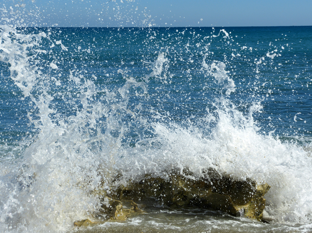Surf breaking on limestone rocks  -  Coral Cove Park, Palm Beach County, Florida